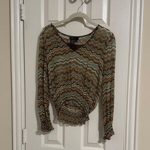 BCBGMaxAzria Multicolor Silk Zigzag Blouse